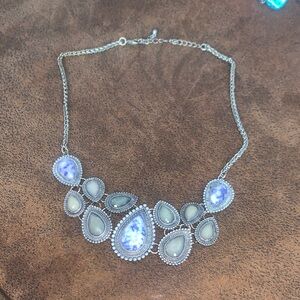 Chic Silver and Blue Statement Necklace